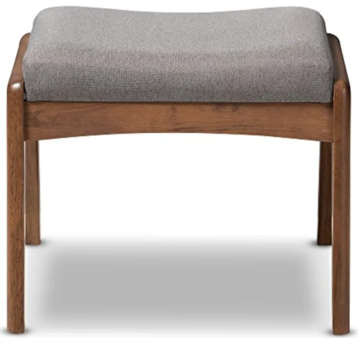 Baxton Studio Elyse Walnut Wood Grey Fabric Upholstered Footstool