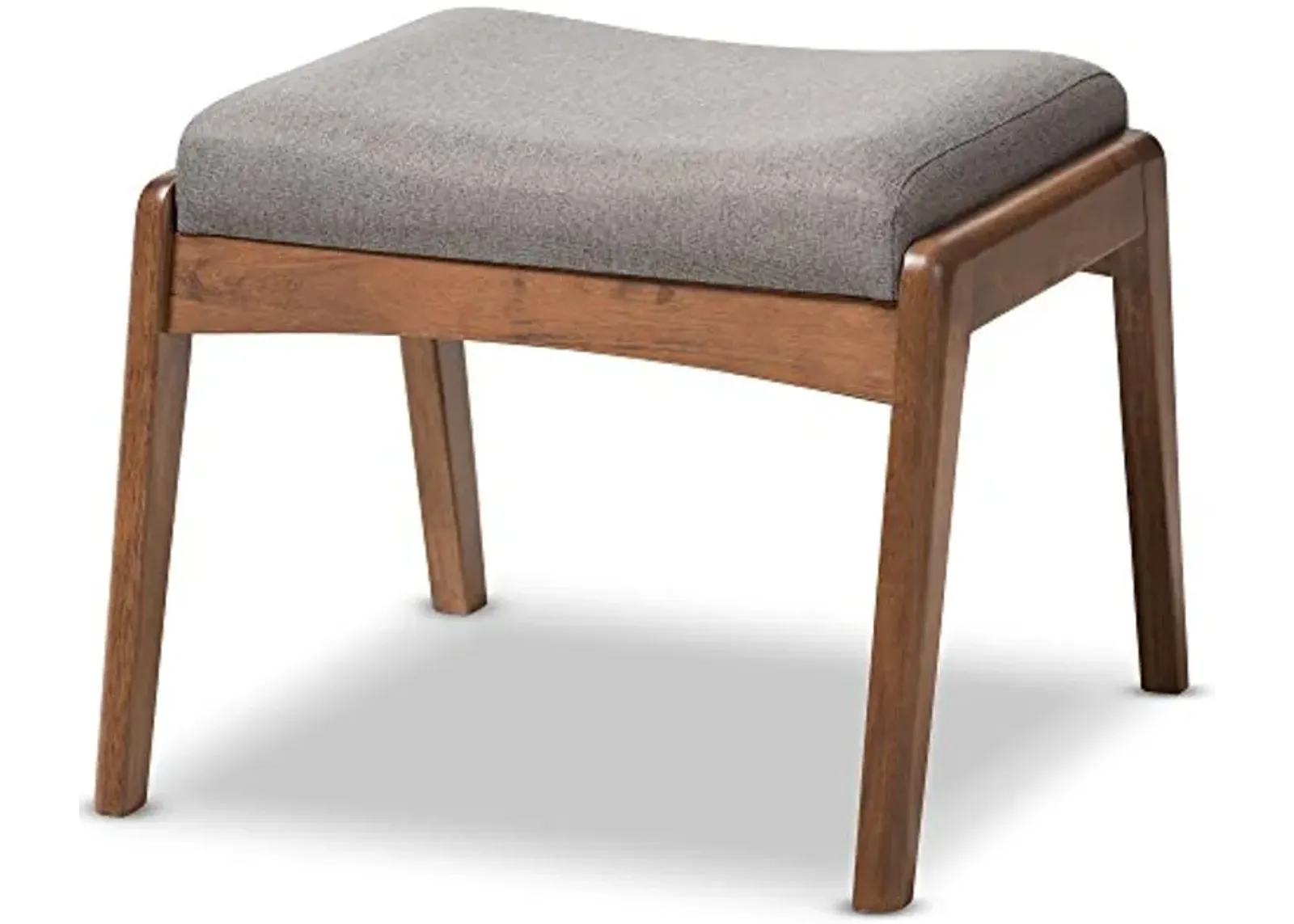 Baxton Studio Elyse Walnut Wood Grey Fabric Upholstered Footstool