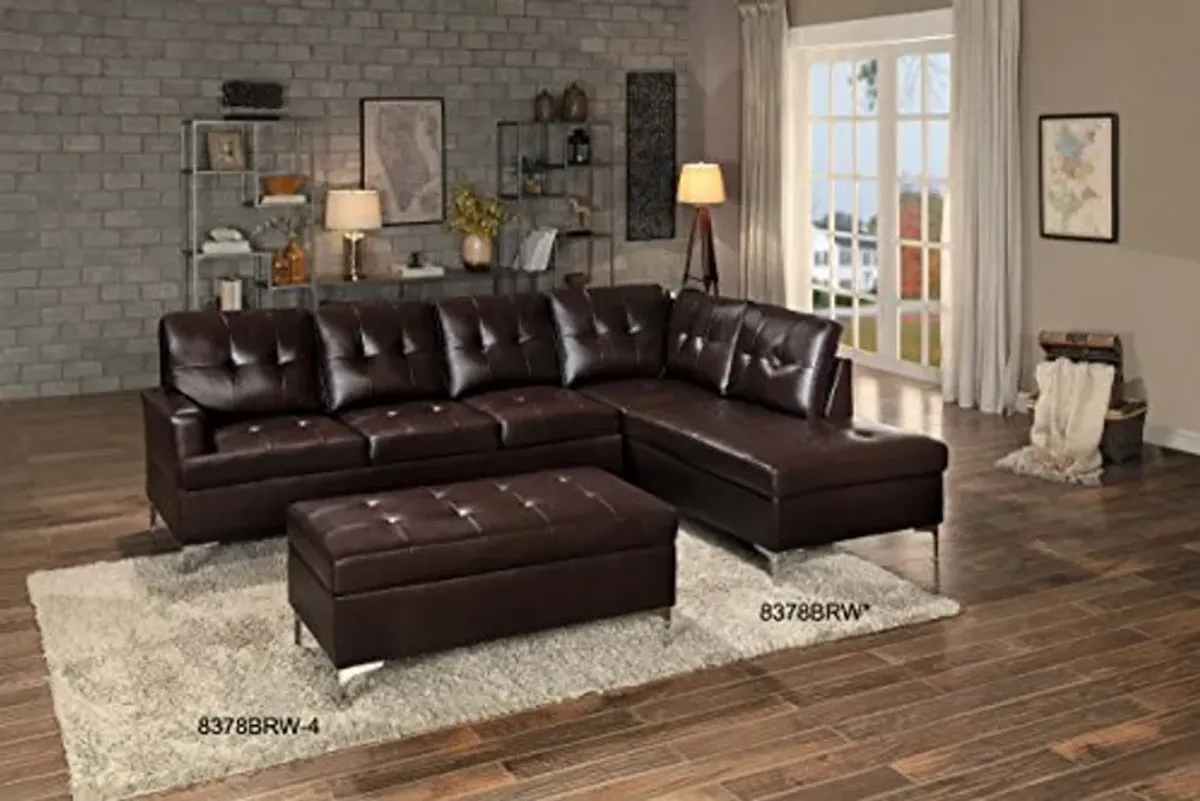 Homelegance Barrington 42" x 25" PU Leather Accent Ottoman, Brown