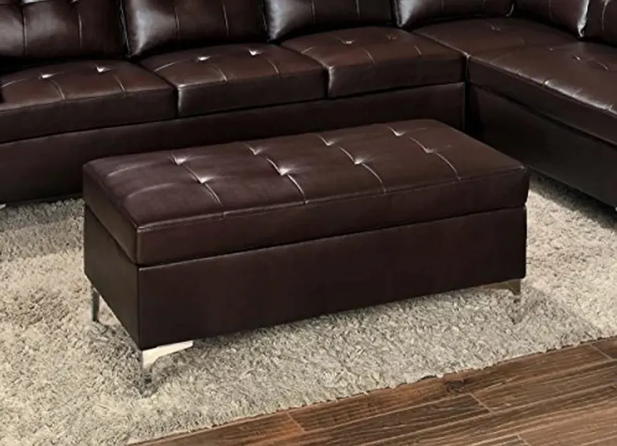 Homelegance Barrington 42" x 25" PU Leather Accent Ottoman, Brown