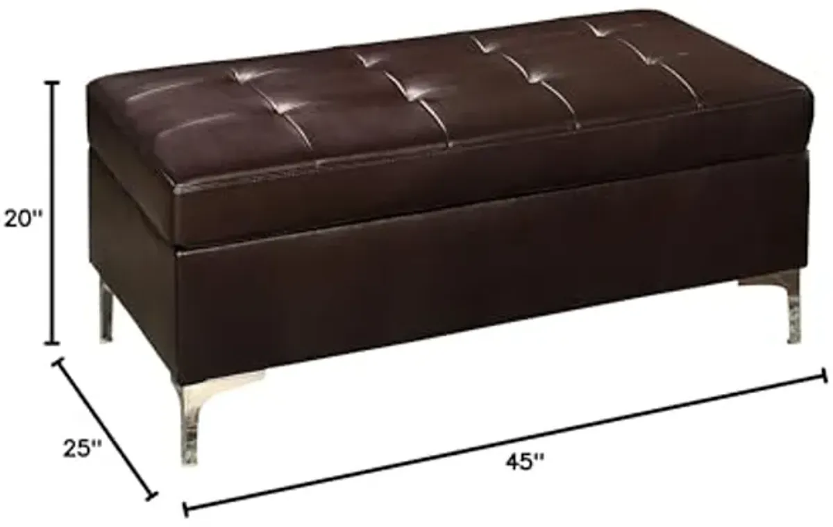 Homelegance Barrington 42" x 25" PU Leather Accent Ottoman, Brown