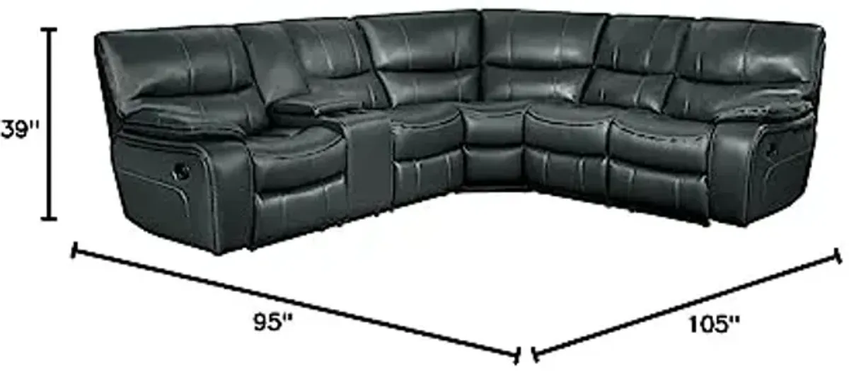 Homelegance Pecos 105" x 95" Leather Gel Manual Reclining Sectional Sofa, Gray