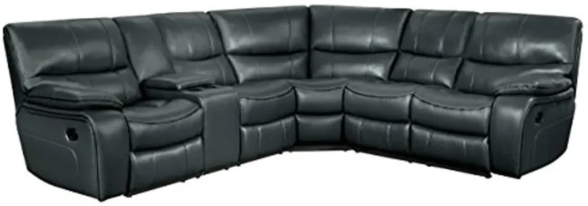 Homelegance Pecos 105" x 95" Leather Gel Manual Reclining Sectional Sofa, Gray