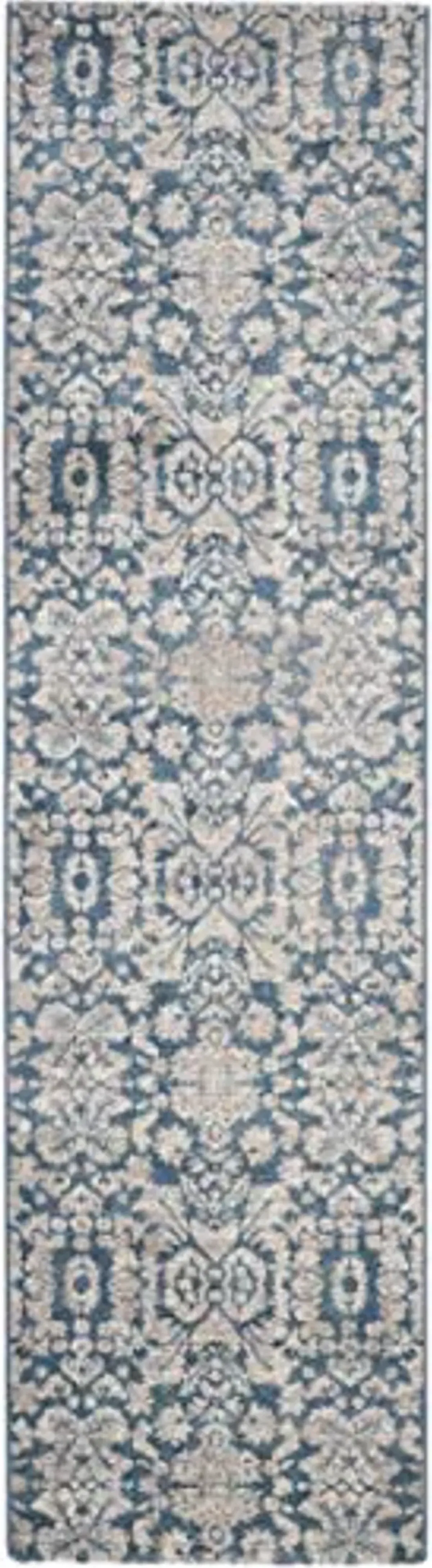 SAFAVIEH Sofia Collection 2'2" x 12' Blue / Beige SOF381C Vintage Oriental Distressed Non-Shedding Living Room Bedroom Runner Rug
