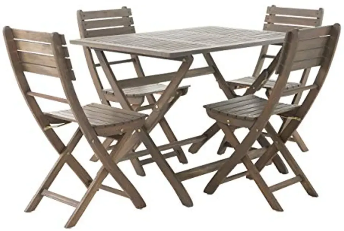 Christopher Knight Home Positano Outdoor Acacia Wood Foldable Dining Set, Grey Finish