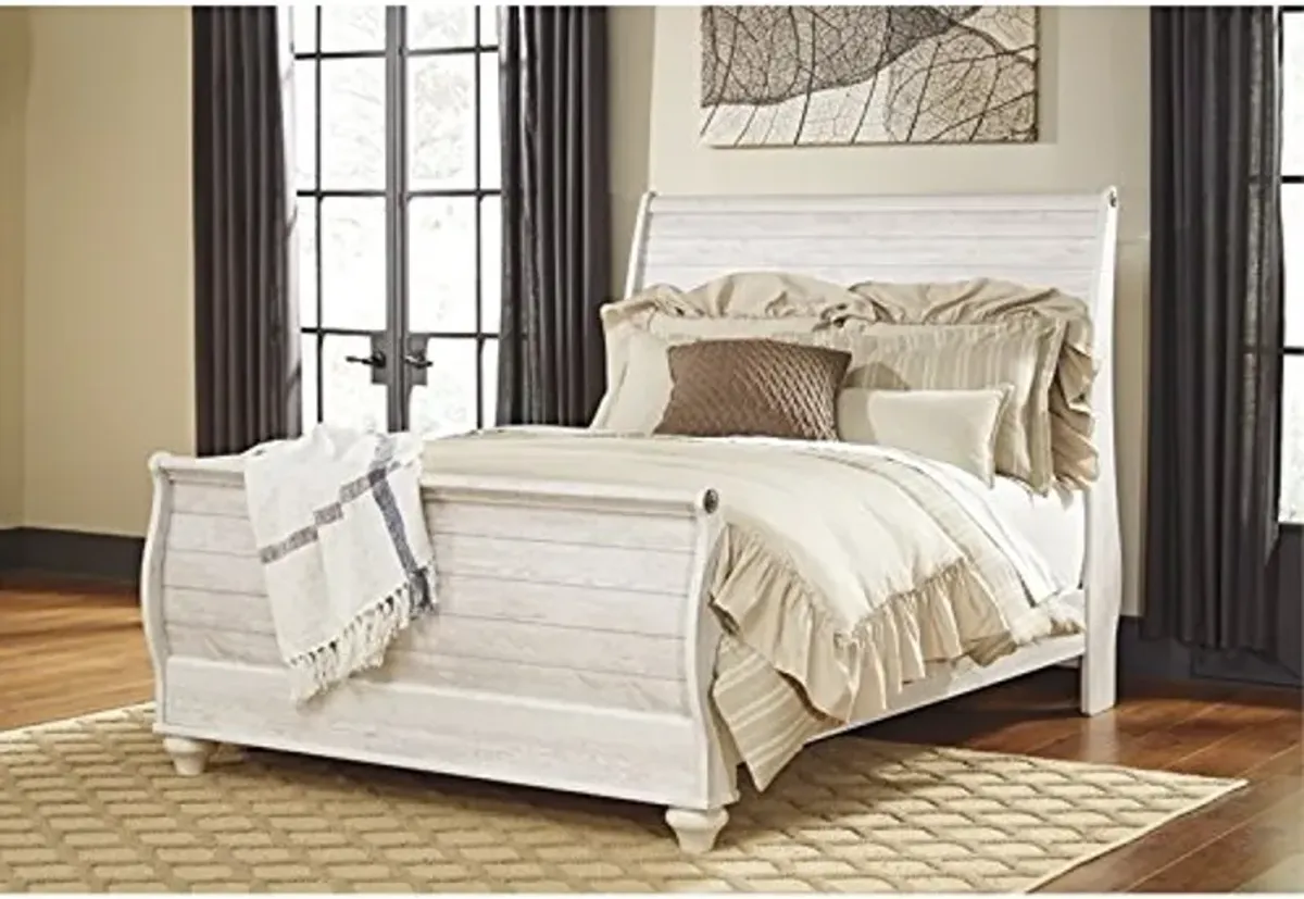 Ashley Furniture Willowton Queen Sleigh Bed in Whitewash