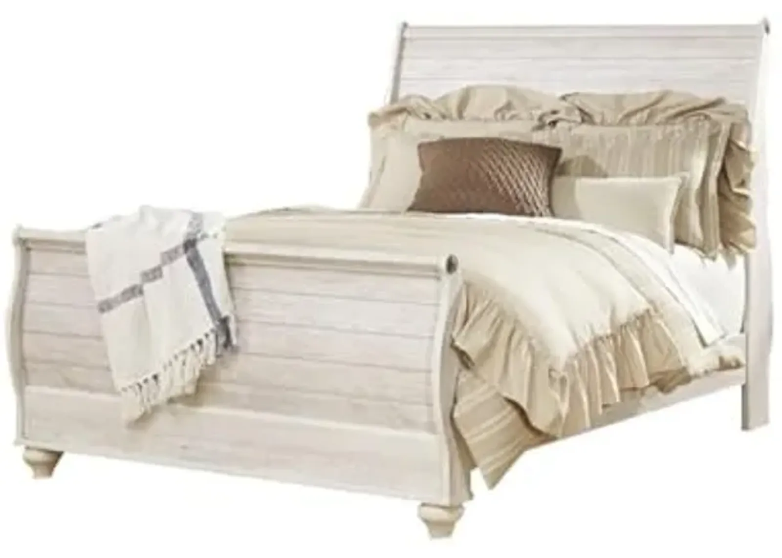 Ashley Furniture Willowton Queen Sleigh Bed in Whitewash