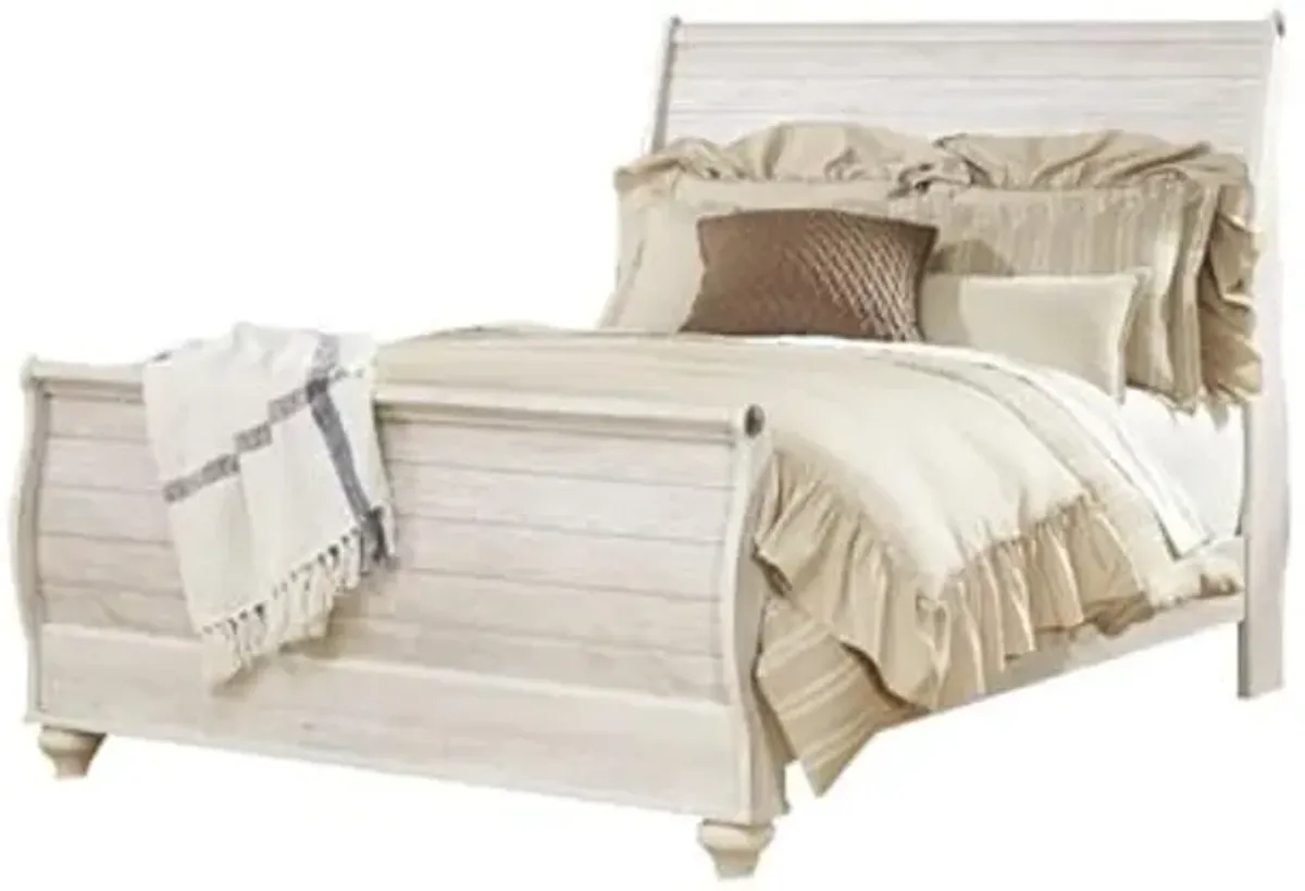 Ashley Furniture Willowton Queen Sleigh Bed in Whitewash