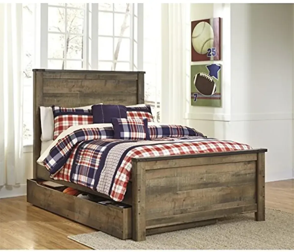 Ashley Furniture Trinell Full Panel Bed with Trundle in Brown