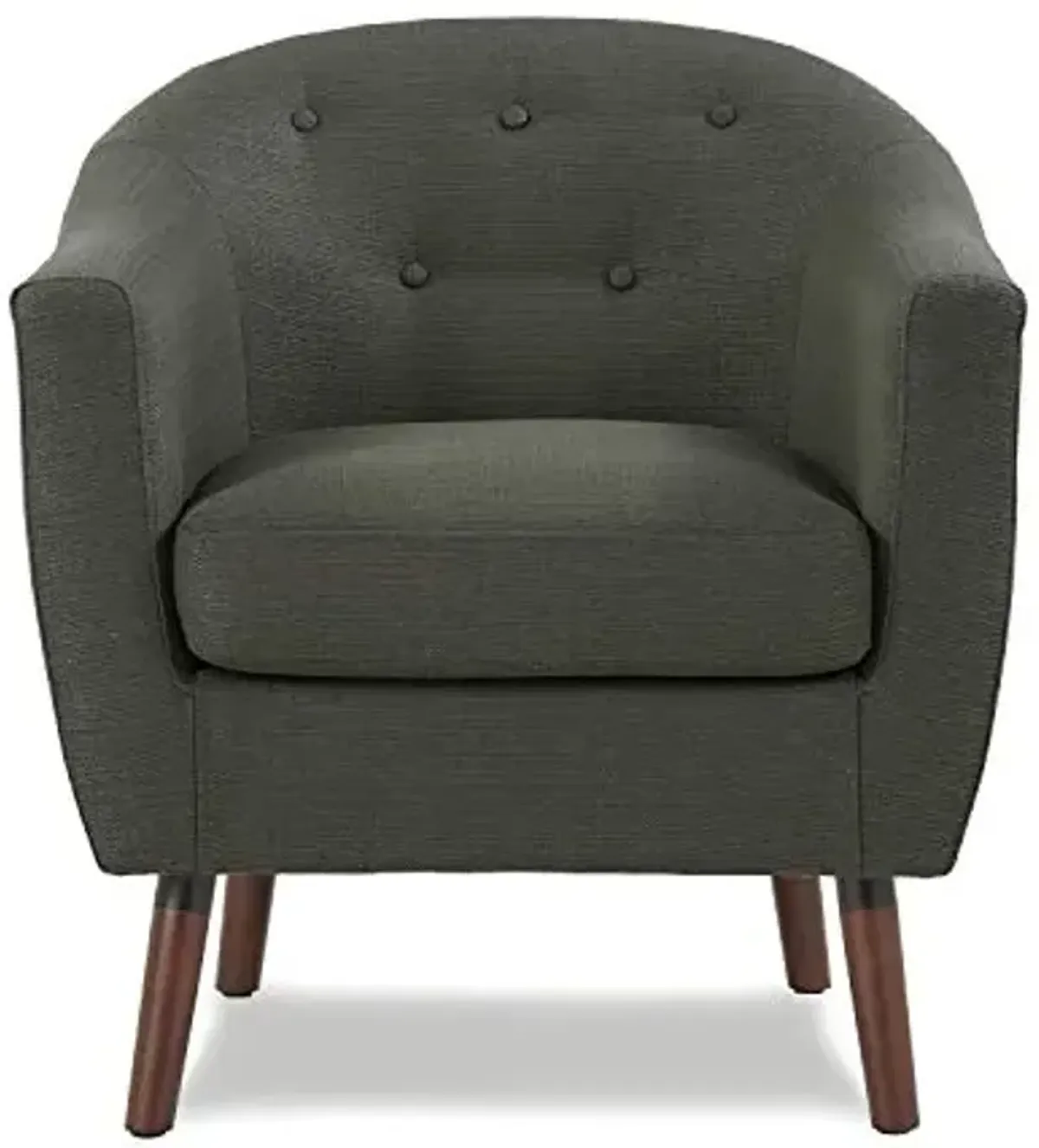 Homelegance Lucille Modern Accent Chair, Upholstered Reading Chair with Button-Tufted Back, Sloped Arms, Removable Seat Cushion Cover and Espresso Wood Legs, for Living Room, Bedroom or Office, Gray