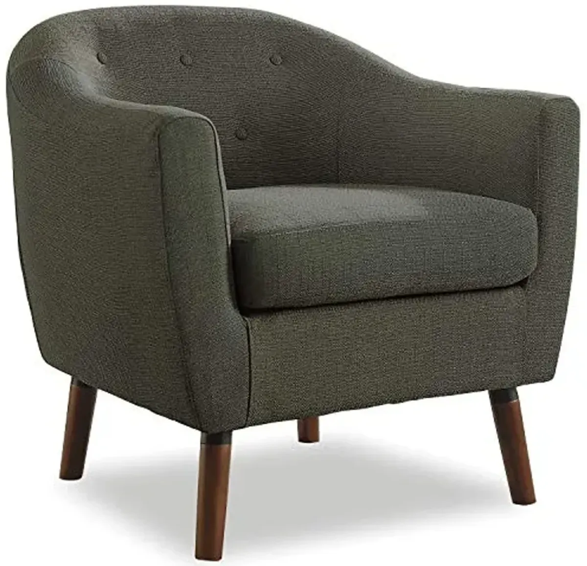 Homelegance Lucille Modern Accent Chair, Upholstered Reading Chair with Button-Tufted Back, Sloped Arms, Removable Seat Cushion Cover and Espresso Wood Legs, for Living Room, Bedroom or Office, Gray