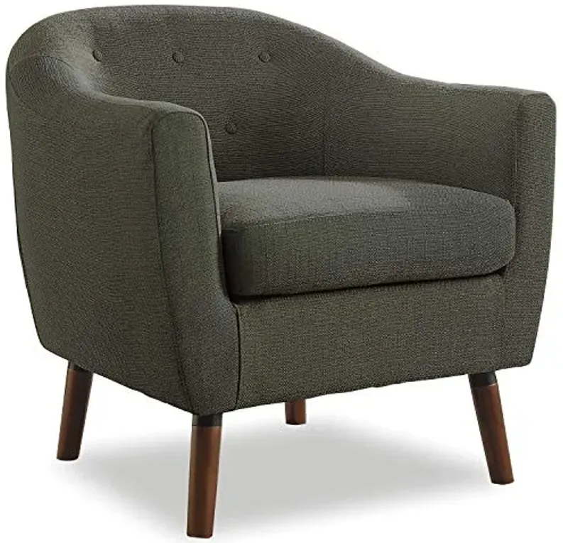Homelegance Lucille Modern Accent Chair, Upholstered Reading Chair with Button-Tufted Back, Sloped Arms, Removable Seat Cushion Cover and Espresso Wood Legs, for Living Room, Bedroom or Office, Gray