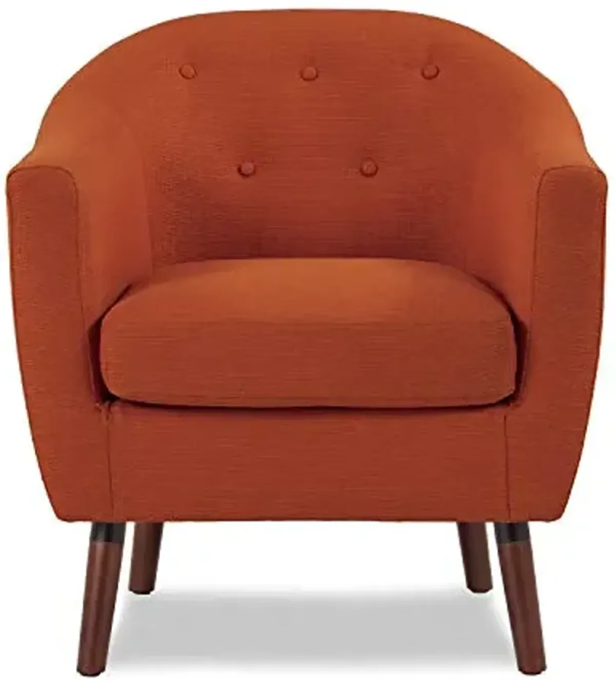 Homelegance Lucille Modern Accent Chair, Upholstered Reading Chair with Button-Tufted Back, Sloped Arms, Removable Seat Cushion Cover and Espresso Wood Legs, for Living Room, Bedroom or Office, Orange