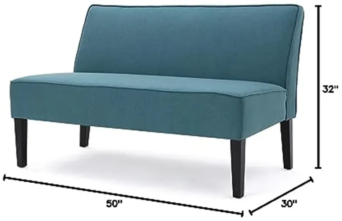 Christopher Knight Home GDFStudio Christopher Knight Home Dejon Modern Fabric Loveseat, Dark Teal, Matte Black