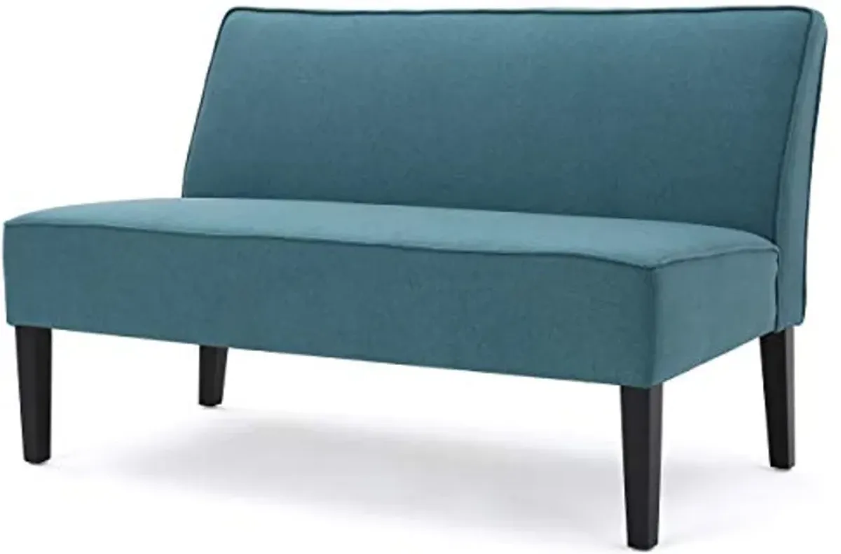 Christopher Knight Home GDFStudio Christopher Knight Home Dejon Modern Fabric Loveseat, Dark Teal, Matte Black