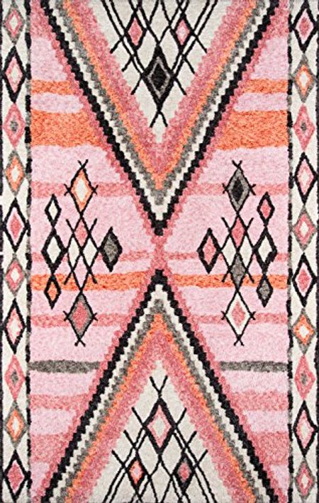 Momeni Rugs Margaux Table Tufted Contemporary Geometric Area Rug, 2'0" x 3'0", Pink