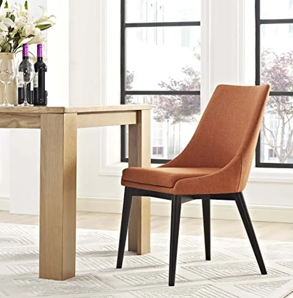 Modway Viscount Mid-Century Modern Upholstered Fabric Kitchen and Dining Room Chair in Orange