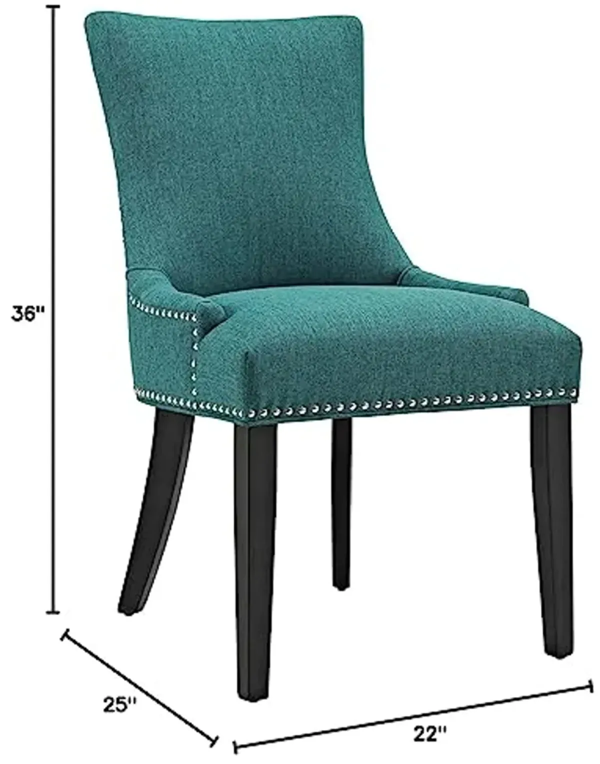 Modway Marquis Modern Upholstered Fabric Dining Chair with Nailhead Trim in Teal