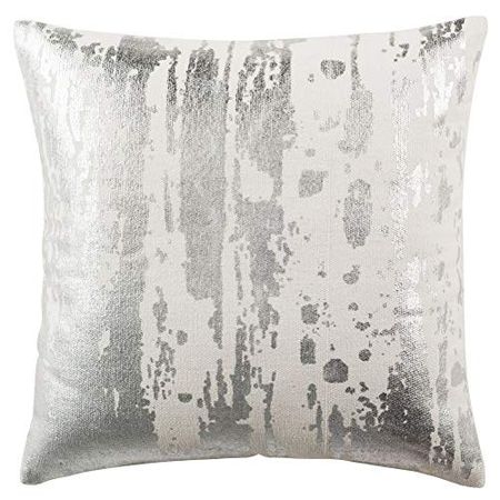 Safavieh Collection Metallic Splatter 20" Square Throw Pillows, White