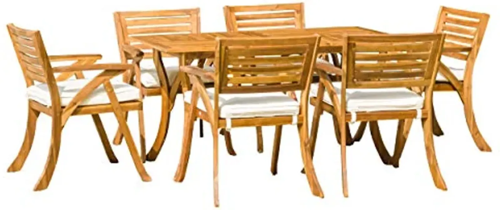 Christopher Knight Home Hermosa Acacia Dining Set, 7-Pcs Set, Teak Finish