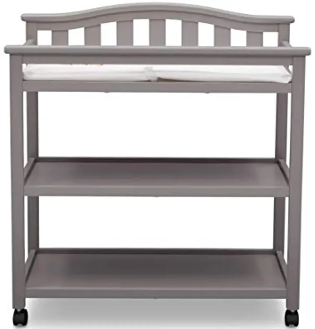 Delta Children Bell Top Changing Table with Wheels and Changing Pad, Greenguard Gold Certified, Grey