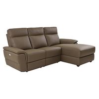 Homelegance 83083LC5R Olympia 3 Piece Power Reclining Sofa with Right Side Chaise & USB Charging Port Top Grain Leather Match, Raisin