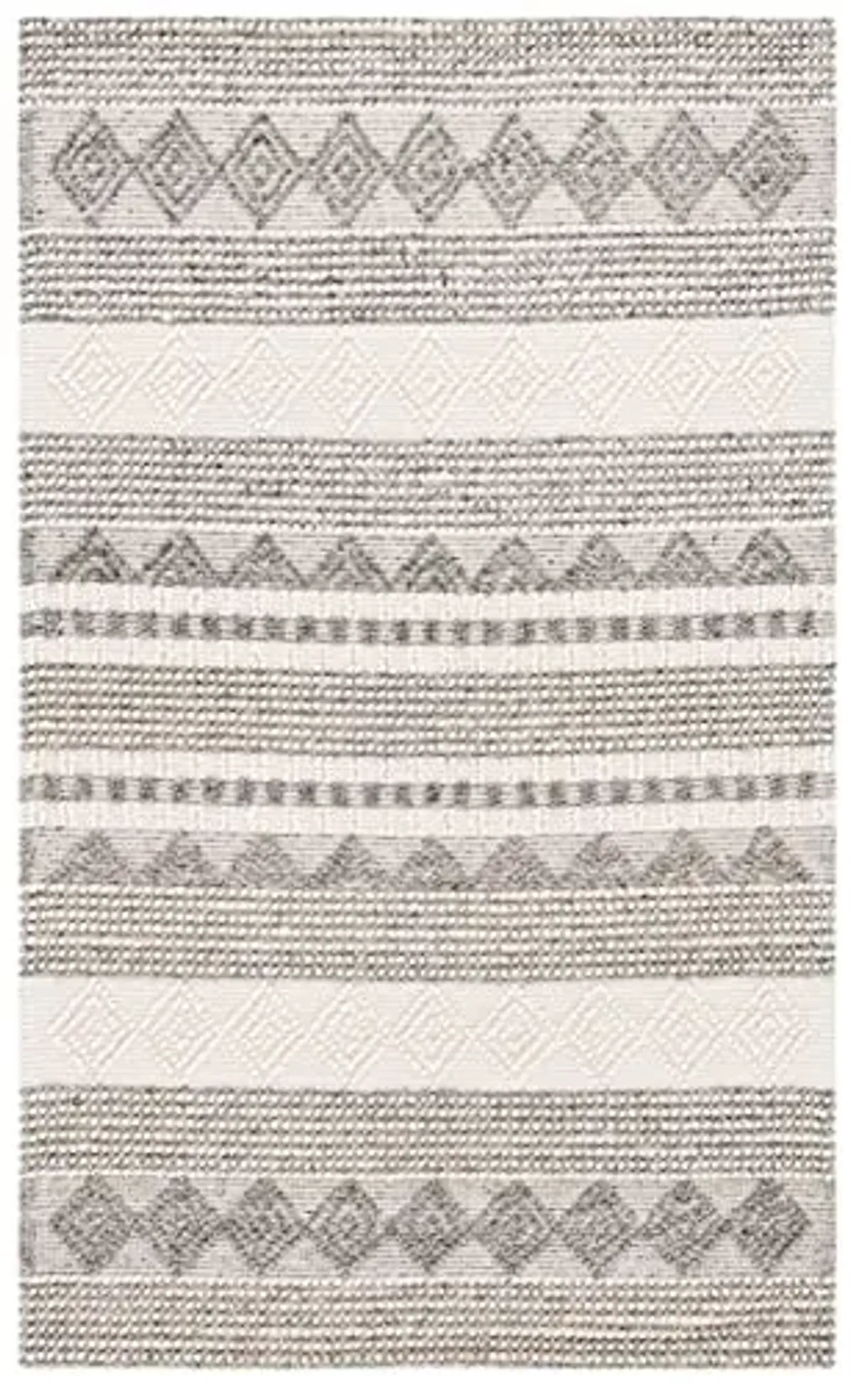 SAFAVIEH Natura Collection Area Rug - 9' x 12', Grey & Ivory, Handmade Moroccan Boho Tribal Wool & Cotton, Ideal for High Traffic Areas in Living Room, Bedroom (NAT102A)