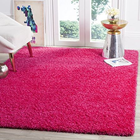 SAFAVIEH Laguna Shag Collection 8' x 10' Fuchsia SGL303J Solid Non-Shedding Living Room Bedroom Dining Room Entryway Plush 2-inch Thick Area Rug