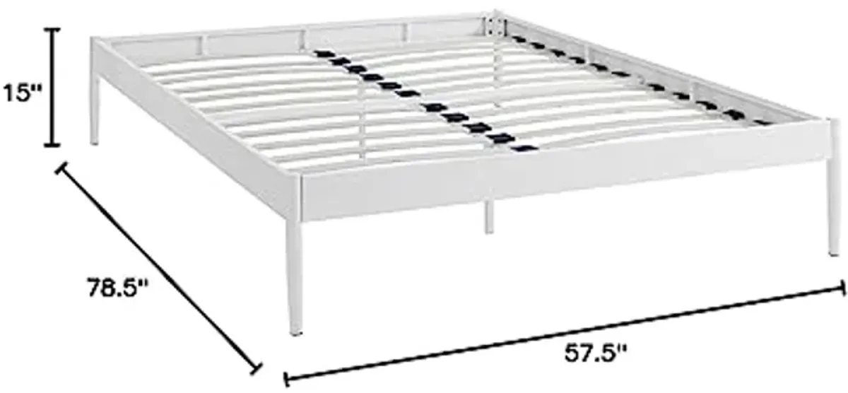 Modway Elsie Modern Metal Full Platform Bed Frame Mattress Foundation with Slat Support in White