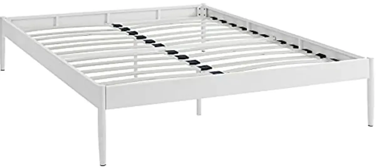 Modway Elsie Modern Metal Full Platform Bed Frame Mattress Foundation with Slat Support in White