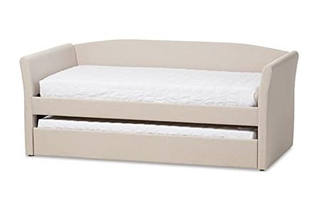 Baxton Studio Camino Upholstered Daybed with Trundle in Beige
