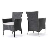 Christopher Knight Home Malta KD PE Wicker Dining Chairs, 2-Pcs Set, Grey