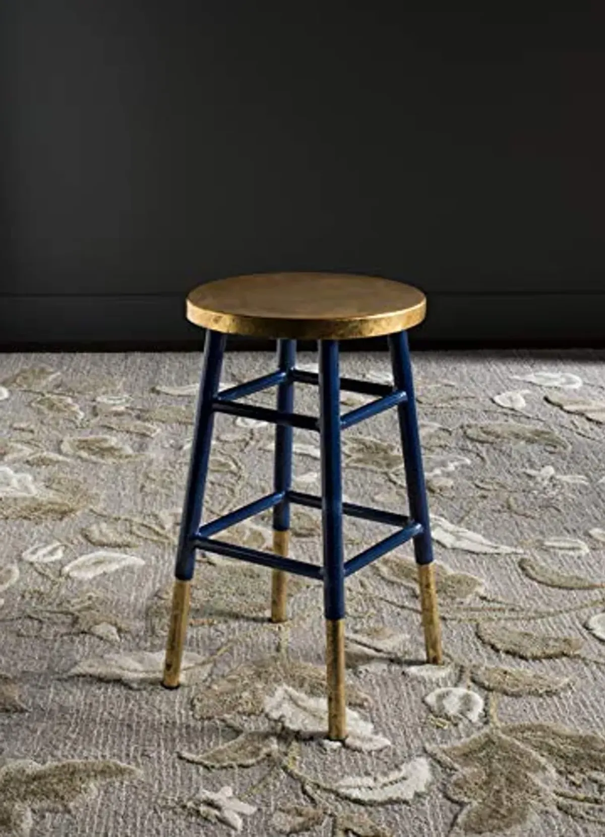 Safavieh Home Collection Emery Navy and Dipped Gold Leaf 24-inch Counter Stool