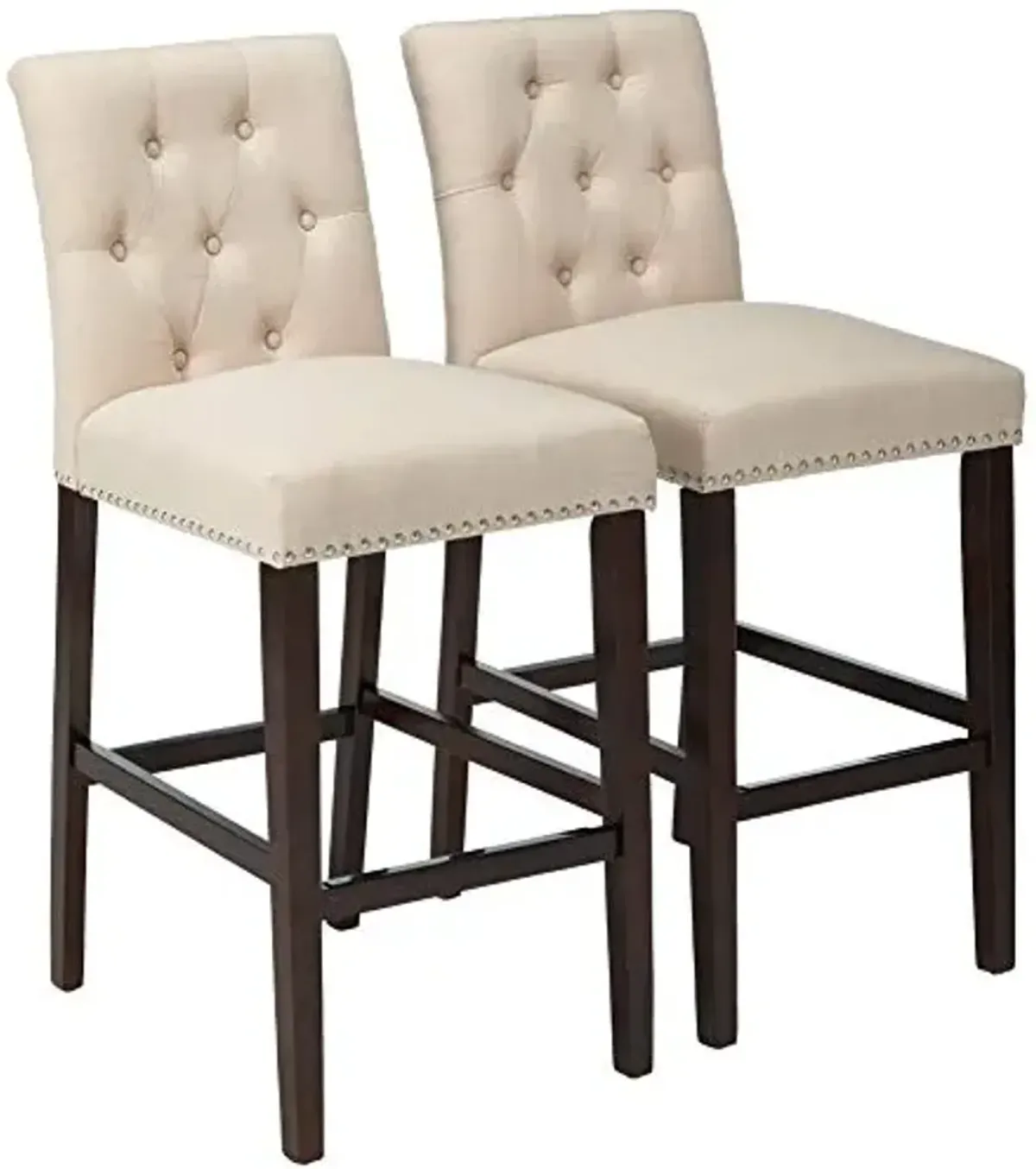 Safavieh Home Collection Norah Beige and Espresso Barstool (Set of 2)