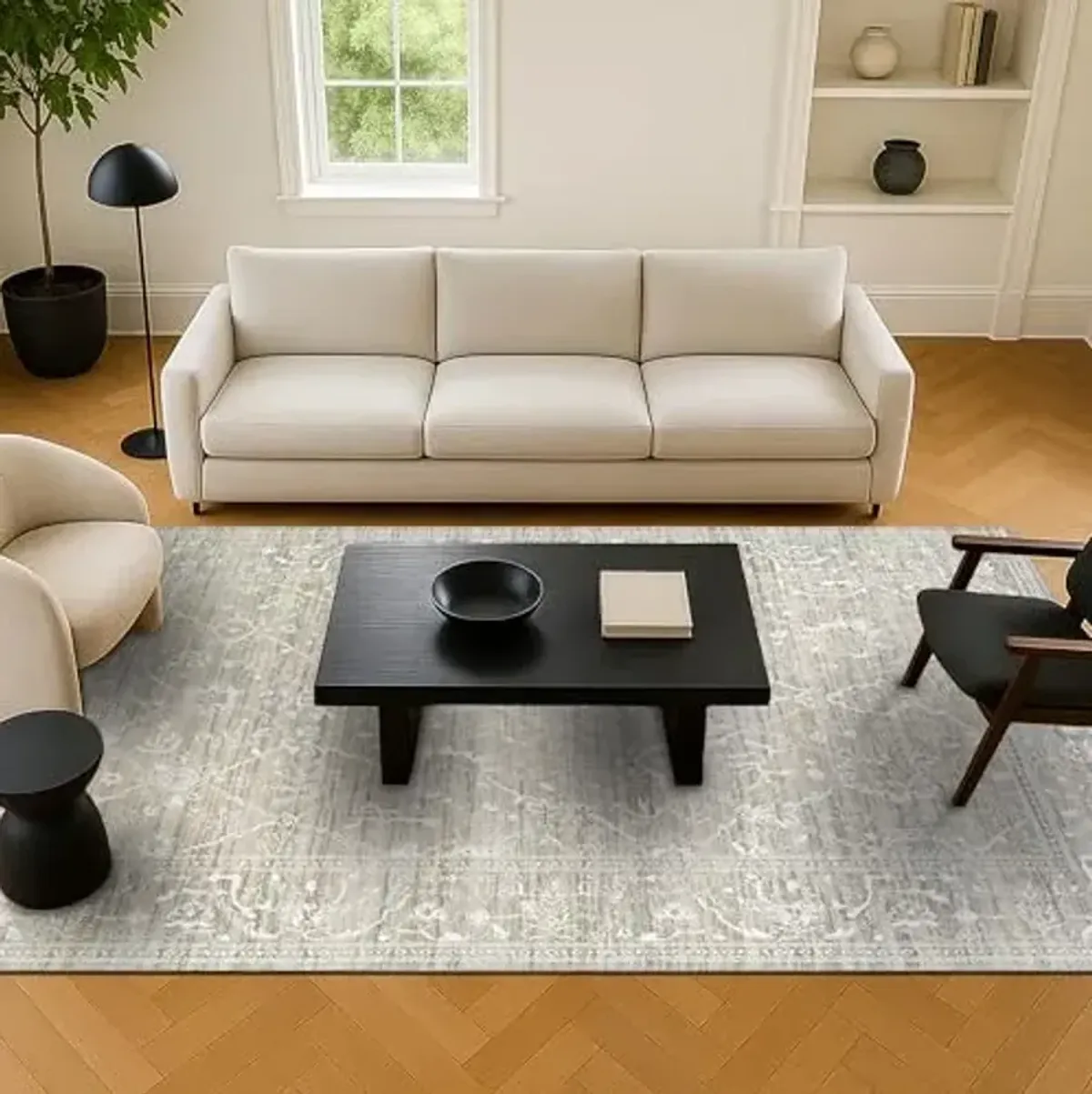 Couristan Everest Area Rug - Persian Arabesque 2'7" X 7'10" Runner in Bone Color, Floral, Easy to Clean, Home Decor