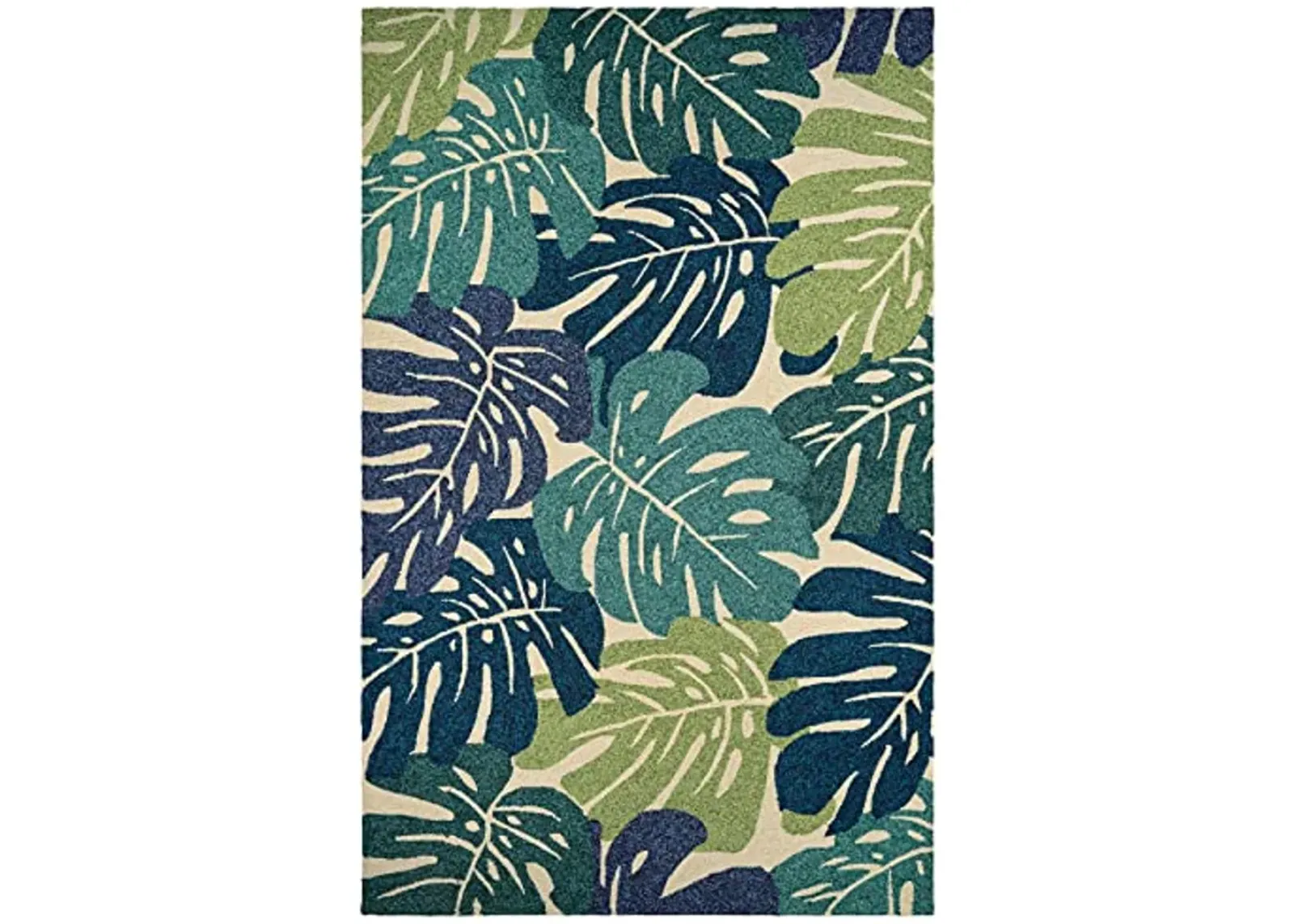 Couristan Covington Monstera Indoor/Outdoor Area Rug, 2' x 4', Cream-Multicolor Blue