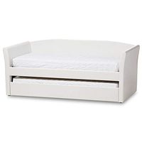 Baxton Studio Camino Modern and Contemporary White Faux Leather Upholstered Daybed with Guest Trundle Bed