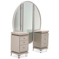 Glimmering Heights 2 PC Vanity and Mirror Set in Ivory by Aico
