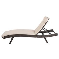 Christopher Knight Home Salem Outdoor Wicker Adjustable Chaise Lounge with Cushions, Multibrown And Textured Beige