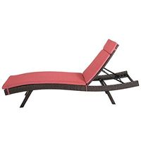 Christopher Knight Home Salem Outdoor Wicker Adjustable Chaise Lounge with Cushions, Multibrown And Red