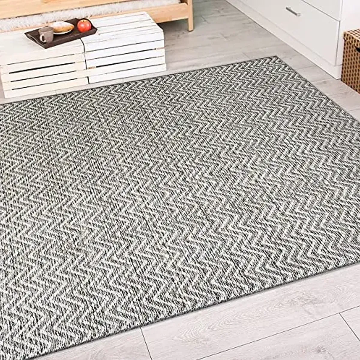 Couristan Cape Indoor Outdoor Area Rug – 2'3" x 7'10" Runner in Light Brown-Ivory, Durable Flatwoven Chevron Design Rug – Entryway, Patio or Mudroom Home Decor