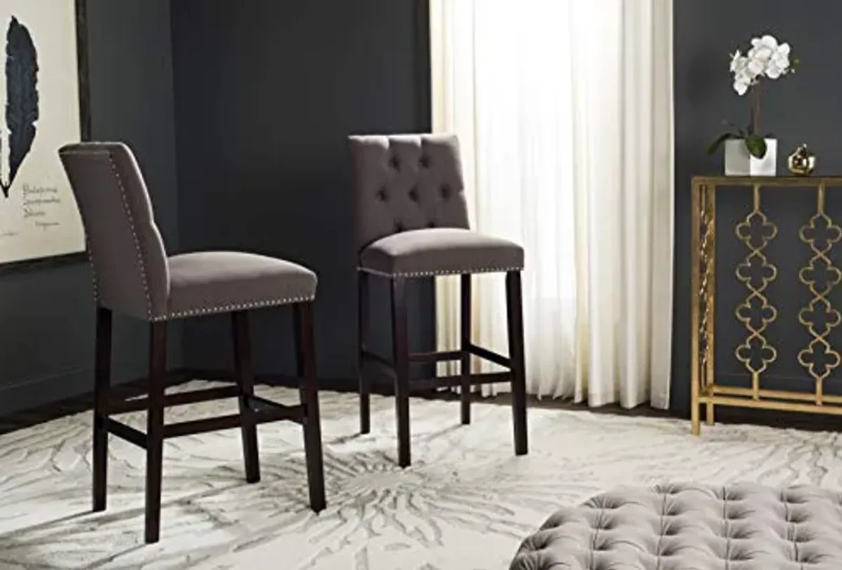 Safavieh Home Collection Norah Dark Taupe and Espresso Barstool (Set of 2)