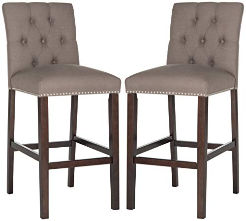 Safavieh Home Collection Norah Dark Taupe and Espresso Barstool (Set of 2)