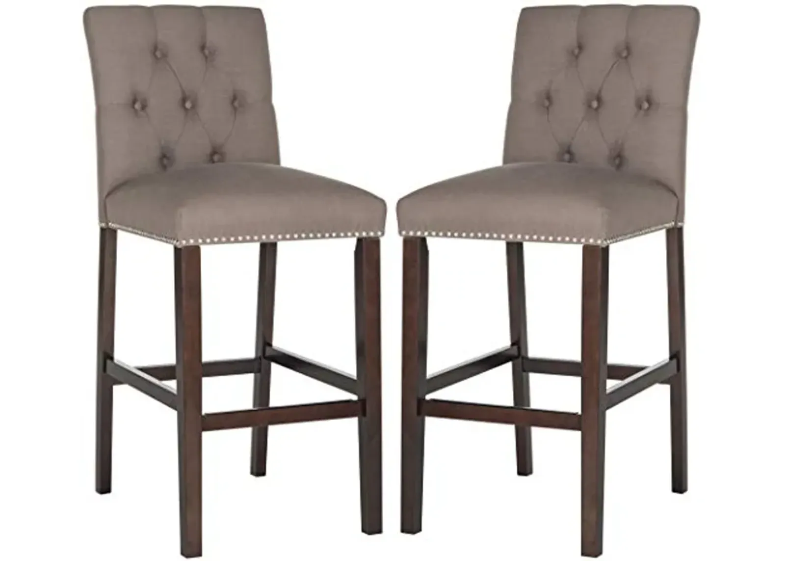 Safavieh Home Collection Norah Dark Taupe and Espresso Barstool (Set of 2)