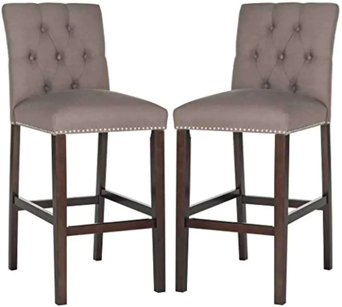 Safavieh Home Collection Norah Dark Taupe and Espresso Barstool (Set of 2)