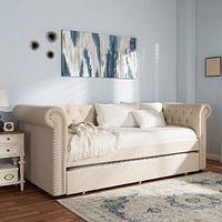 Baxton Studio 424-7325-Amz Aubrielle Modern And Contemporary Fabric Trundle Daybed, Twin, Grey