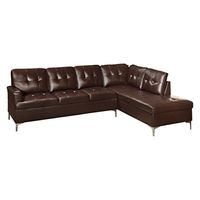Homelegance Barrington 109" x 108" PU Leather Chaise Sofa, Brown