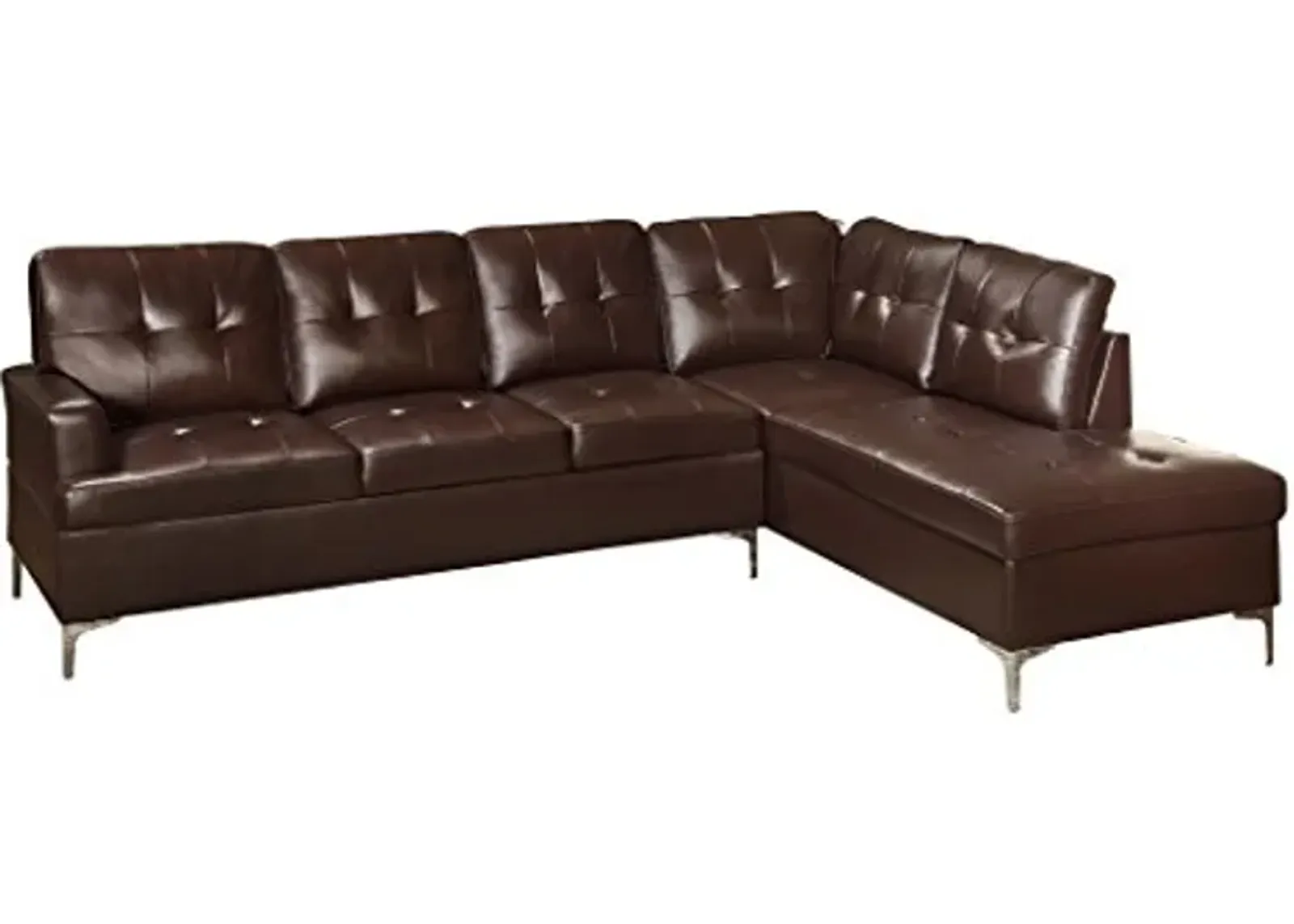 Homelegance Barrington 109" x 108" PU Leather Chaise Sofa, Brown