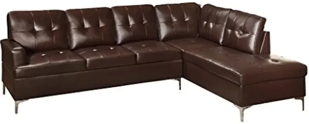 Homelegance Barrington 109" x 108" PU Leather Chaise Sofa, Brown