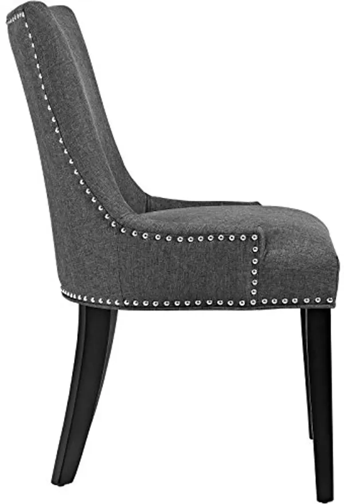 Modway Marquis Modern Upholstered Fabric Dining Chair with Nailhead Trim in Gray